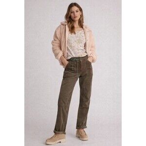 Pilcro The Wanderer Corduroy Utility Pants Size 29 Green Straight Leg Boho